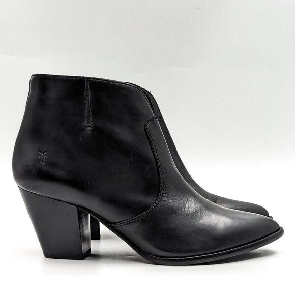 Frye Women Jennifer Bootie Black Leather Western Cowboy Ankle Boots size 8.5 - Picture 11 of 12